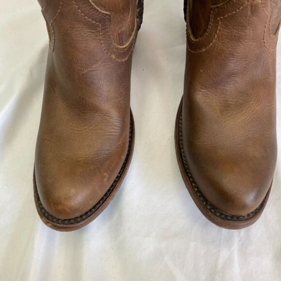 Lane PLAIN JANE PJ Brown Cowboy Boots Booties Size 6 Short Leather Western Ankle - Picture 2 of 11